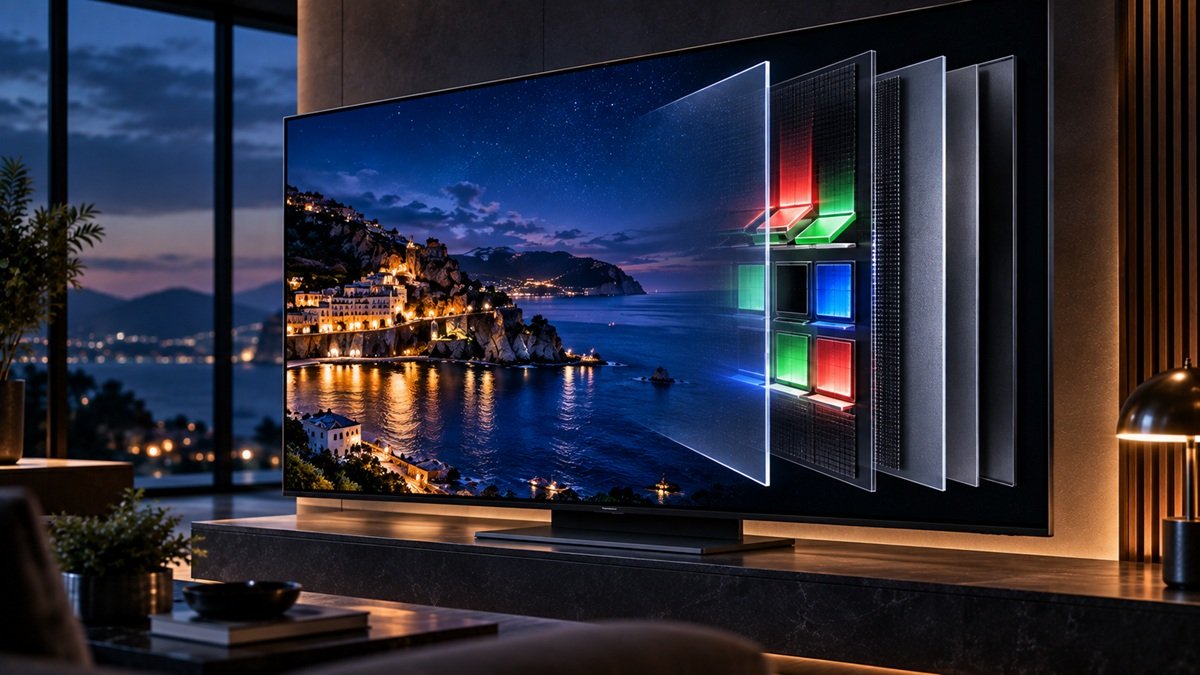 how OLED TVs work layer structure diagram