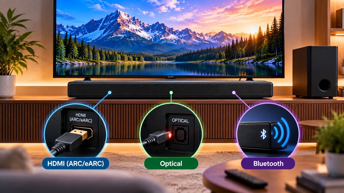 how to connect a soundbar to tv ports and cables